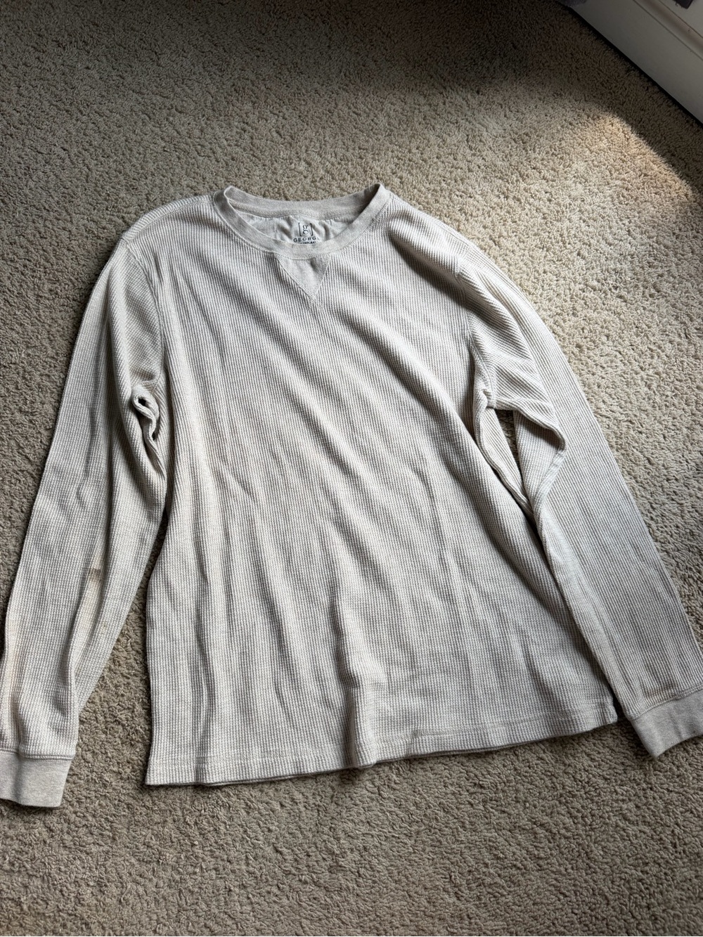 George Cream Waffle-Knit Long Sleeve Thermal Top
